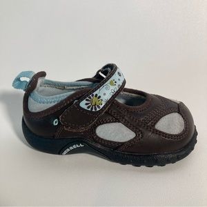 Merrell Girls Pacific Jump Mary Jane Shoes Brown Adjustable Hook And Loop